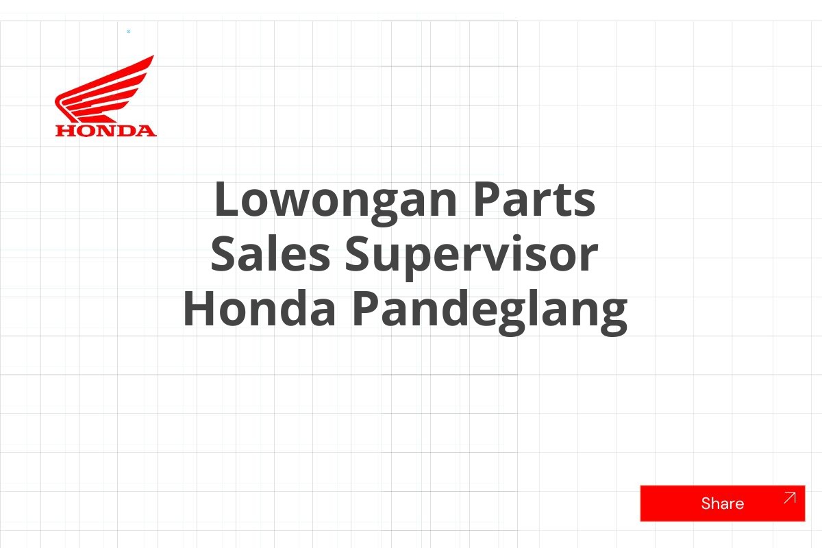 Lowongan Parts Sales Supervisor Honda Pandeglang