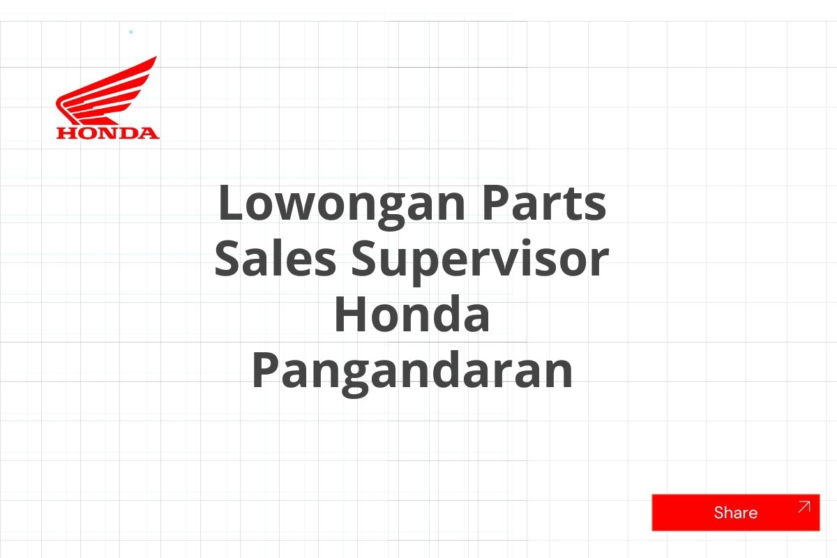 Lowongan Parts Sales Supervisor Honda Pangandaran