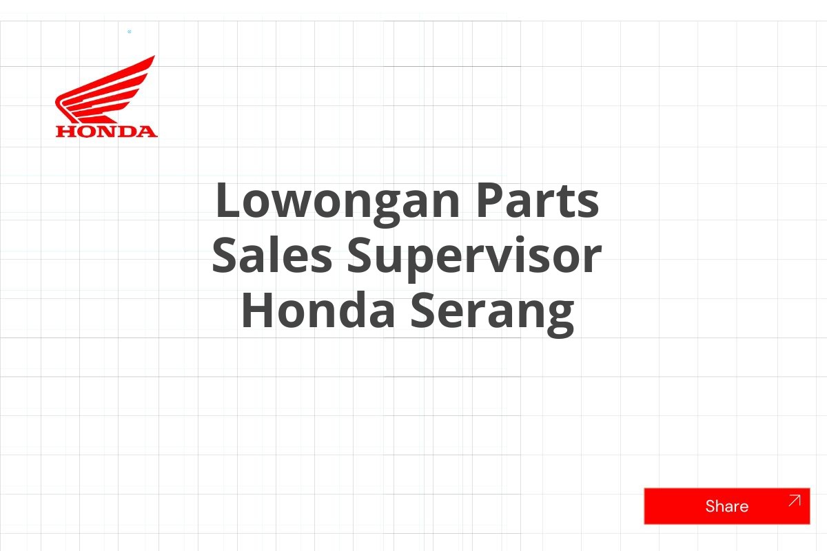 Lowongan Parts Sales Supervisor Honda Serang