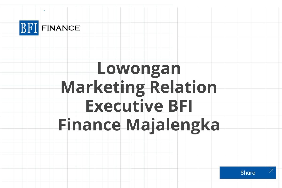 Lowongan Marketing Relation Executive BFI Finance Majalengka