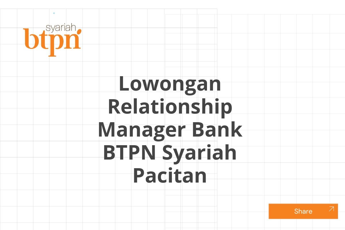 Lowongan Relationship Manager Bank BTPN Syariah Pacitan